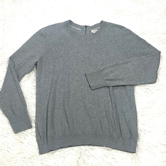 L.L. BeanCotton Cashmere Blend Crew Neck  Back Zip Sweater in Gray Women’s - Picture 6 of 13